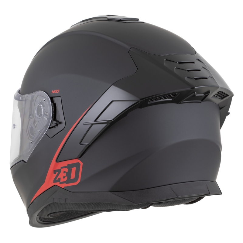Uždaras motociklo šalmas ZED K40 matinės juodos-raudonos spalvos