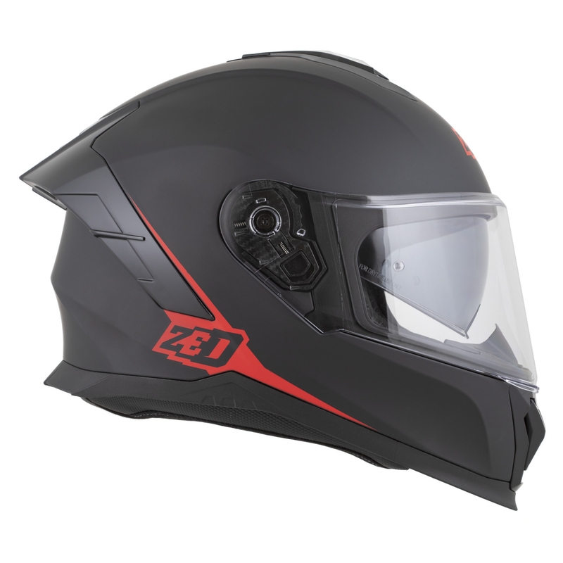 Uždaras motociklo šalmas ZED K40 matinės juodos-raudonos spalvos