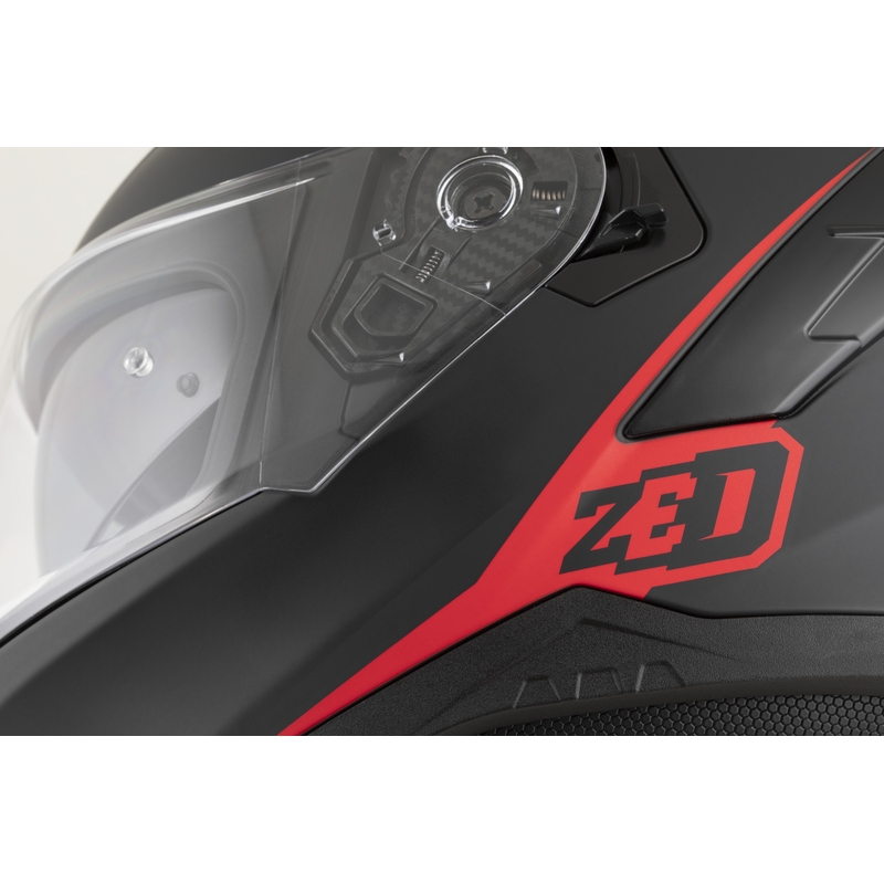 Uždaras motociklo šalmas ZED K40 matinės juodos-raudonos spalvos