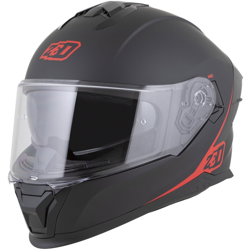 Uždaras motociklo šalmas ZED K40 matinės juodos-raudonos spalvos