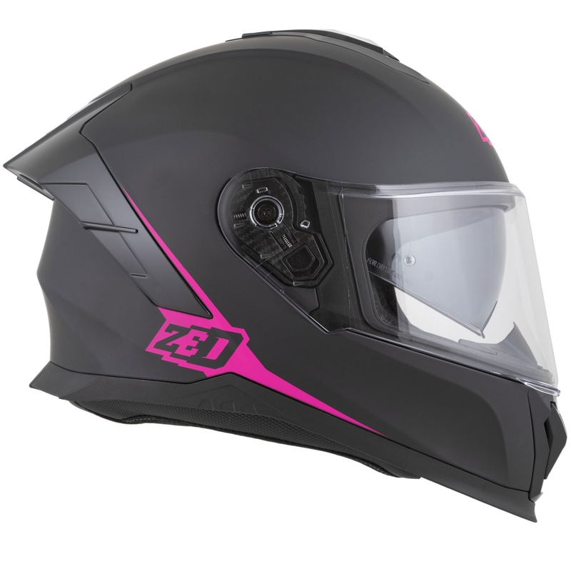 Uždaras motociklo šalmas ZED K40 matinės juodos-rožinės spalvos