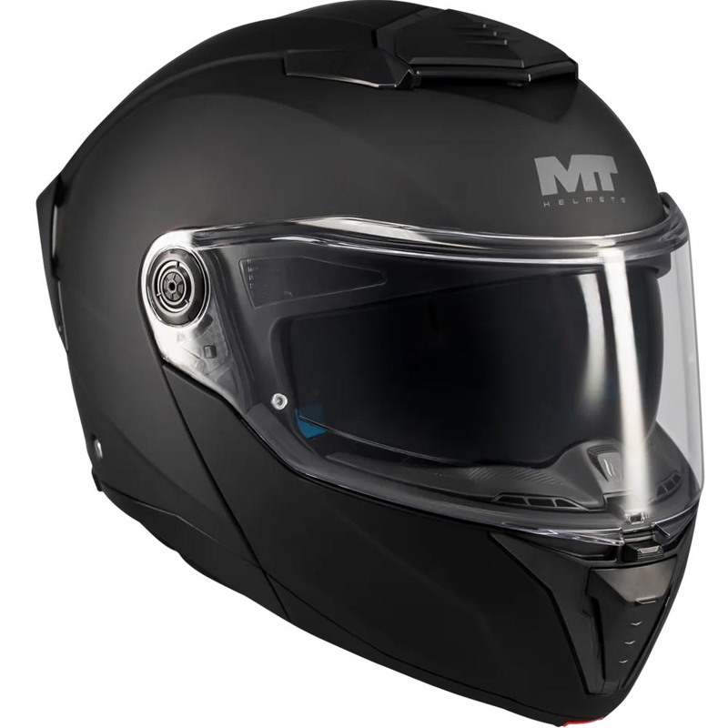 Atlenkiamas motociklo šalmas MT Atom 2 SV Pure A1 matinė juoda