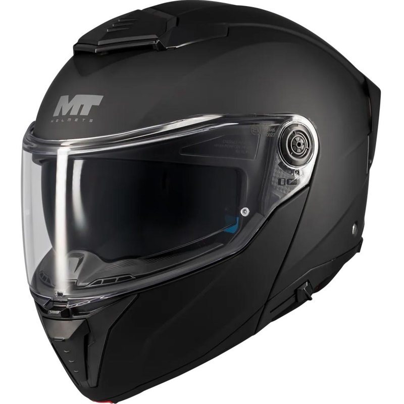 Atlenkiamas motociklo šalmas MT Atom 2 SV Pure A1 matinė juoda