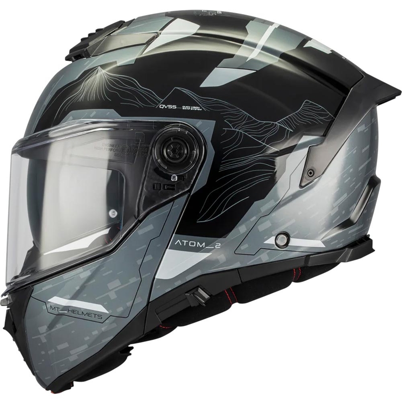 Atlenkiamas motociklo šalmas MT Atom 2 SV Highlands C2 juodai pilkas
