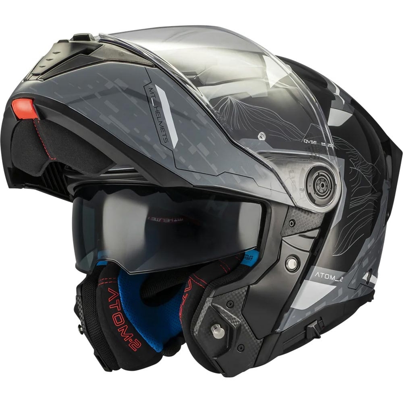 Atlenkiamas motociklo šalmas MT Atom 2 SV Highlands C2 juodai pilkas