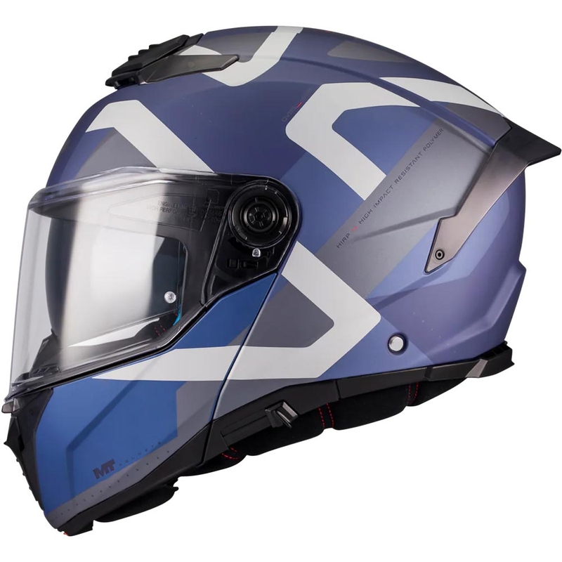 Atlenkiamas motociklo šalmas MT Atom 2 SV Dexter C2 matinės mėlynos-pilkos spalvos