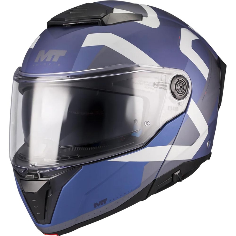 Atlenkiamas motociklo šalmas MT Atom 2 SV Dexter C2 matinės mėlynos-pilkos spalvos