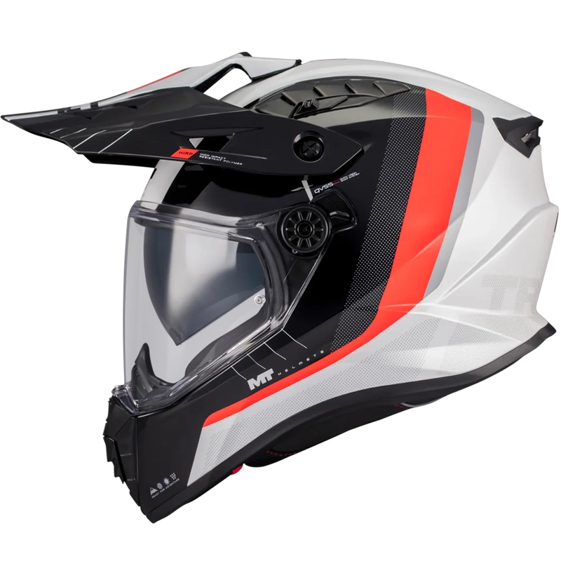 Enduro motociklo šalmas MT Track SV Nomad A15 balta-juoda-raudona