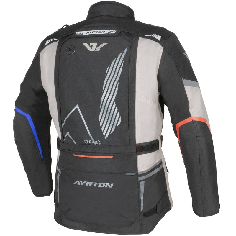 „Ayrton Trail“ motociklo striukė, balta-juoda-raudona-mėlyna-pilka