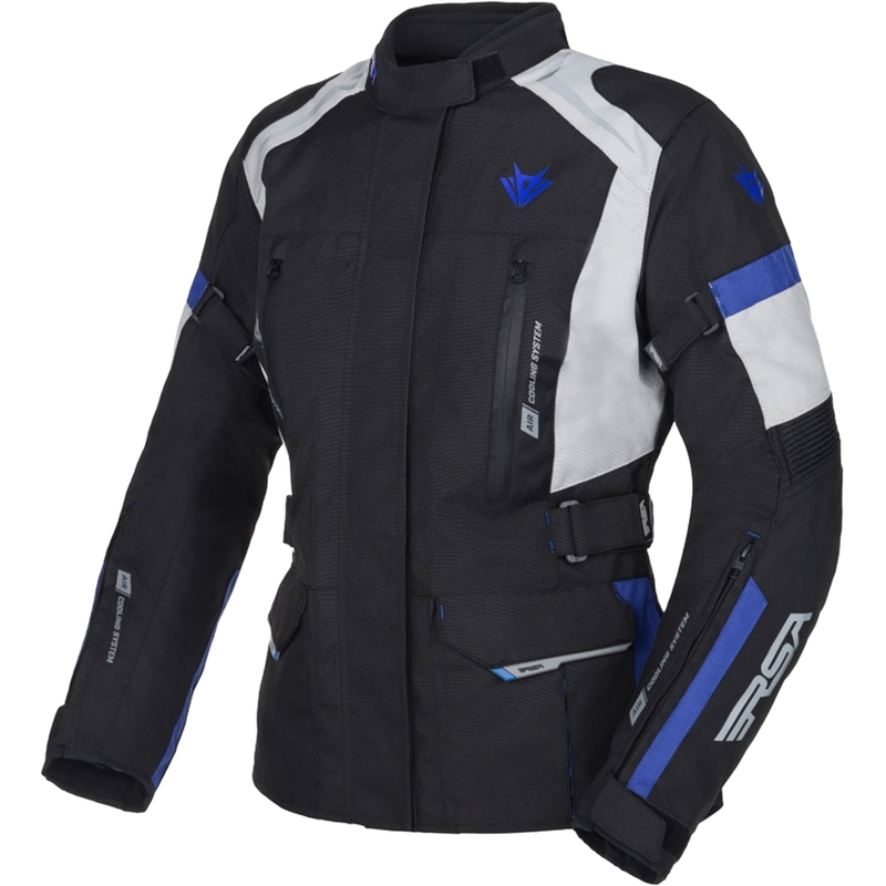 Moteriška RSA EXO 2 Black-Grey-Blue motociklininko striukė