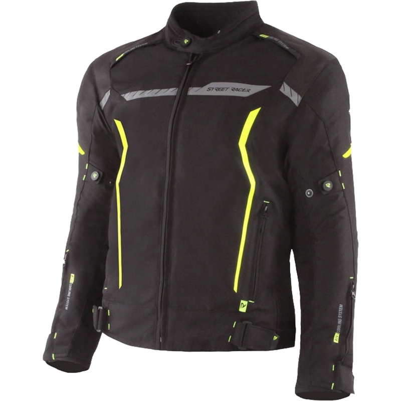 "Street Racer Flex" juoda-fluo geltonos spalvos motociklininko striukė