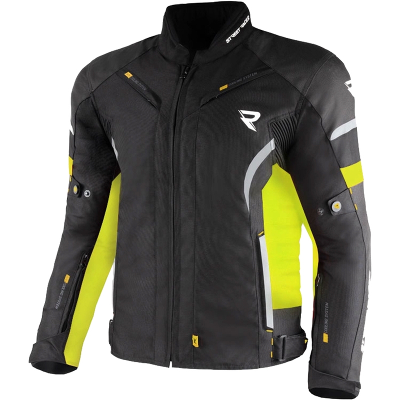 "Street Racer Evans" juoda-fluo geltonos spalvos motociklininko striukė