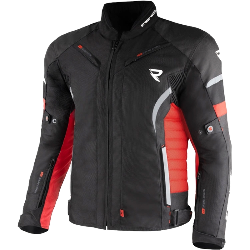 "Street Racer Evans" juoda ir raudona motociklininko striukė