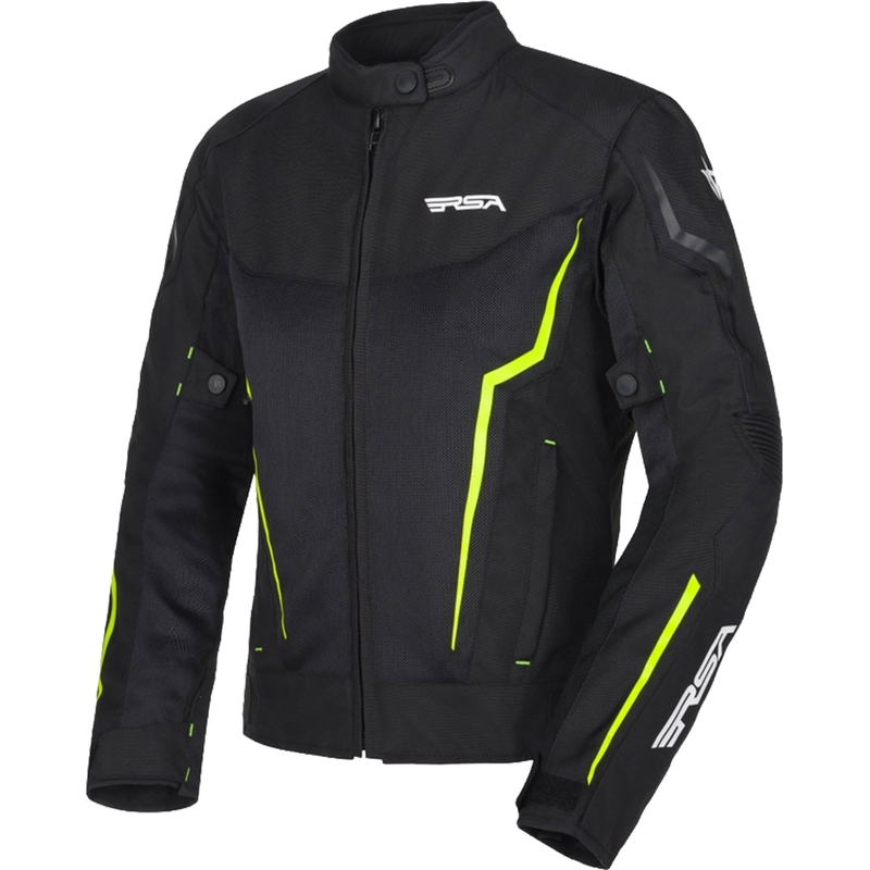 Moteriška RSA Bolt Black-White-Fluo Yellow motociklininko striukė