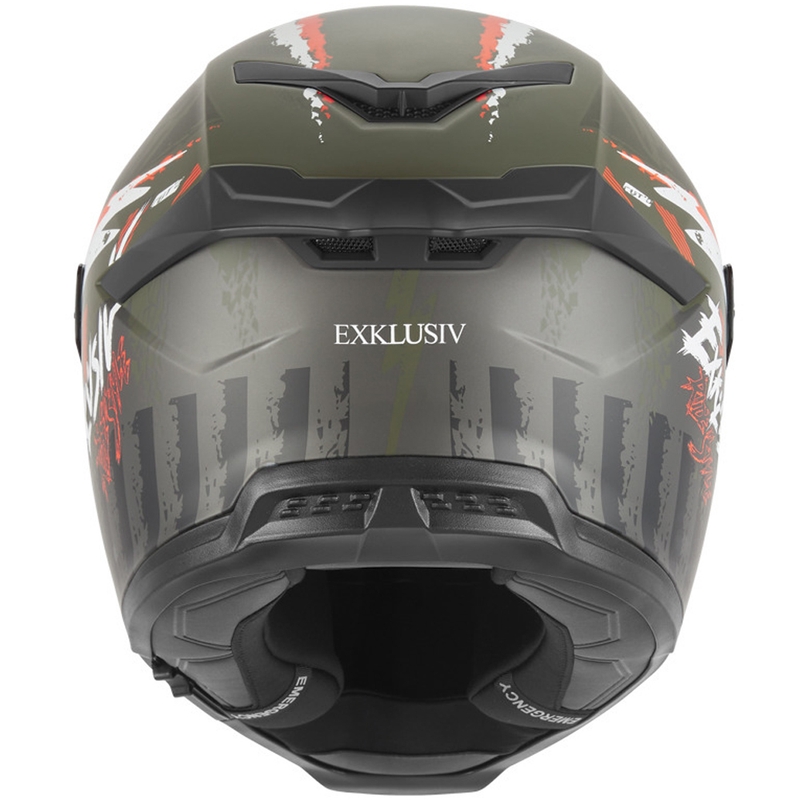 NOX Exklusiv Goliath Cut'D uždaras motociklo šalmas matinės chaki-oranžinės spalvos