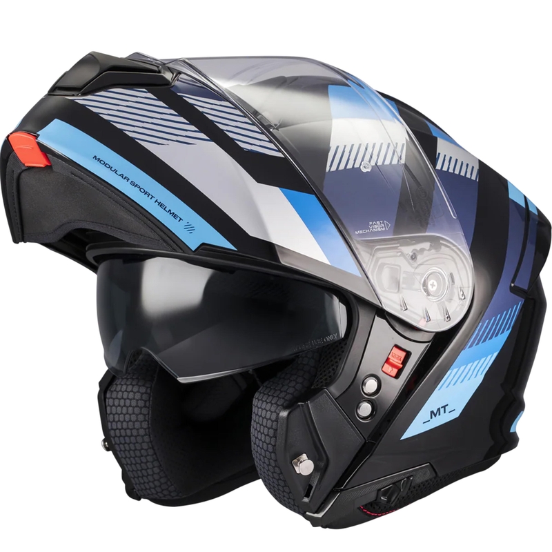 Atlenkiamas motociklo šalmas MT Genesis SV Stroke B7 juoda-mėlyna