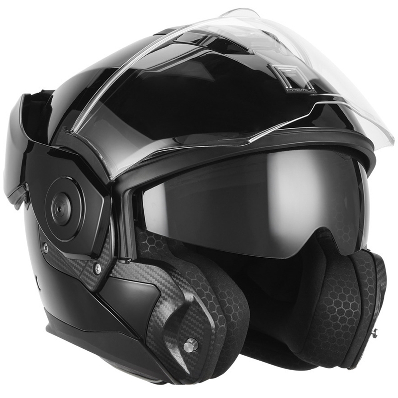 NOX PREMIUM Spinner atlenkiamas motociklo šalmas, juodas