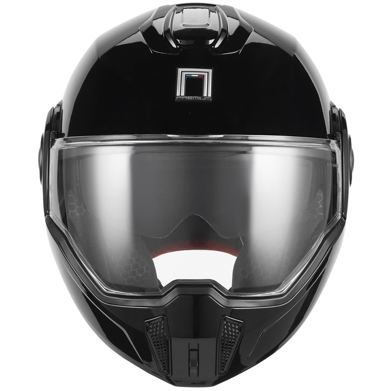 NOX PREMIUM Spinner atlenkiamas motociklo šalmas, juodas