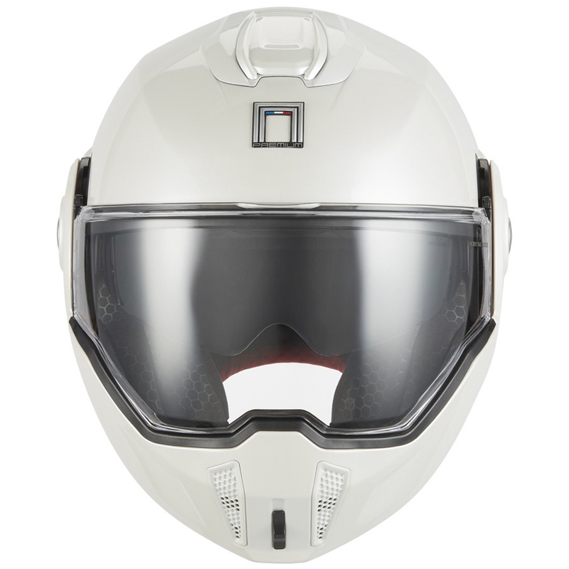 Atlenkiamas motociklo šalmas NOX PREMIUM Spinner baltas