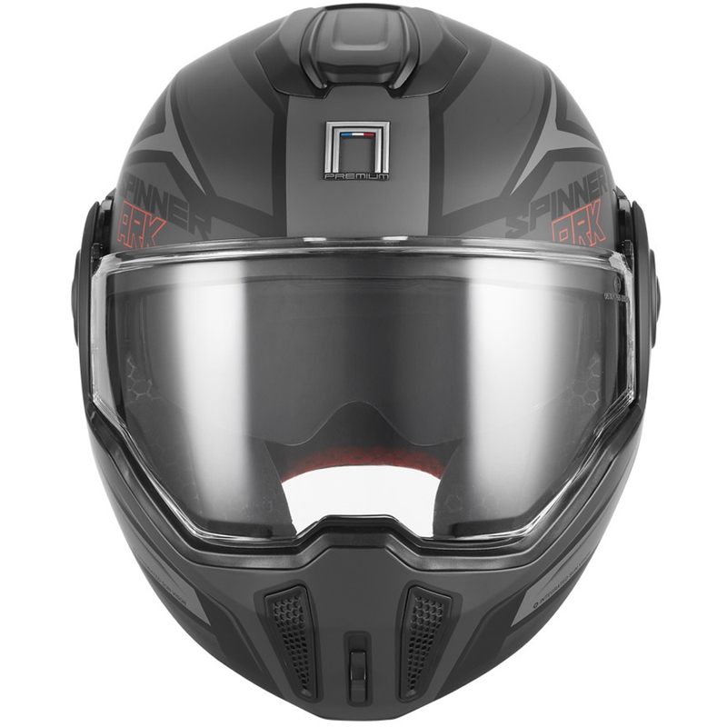 Atlenkiamas motociklo šalmas NOX PREMIUM Spinner Ark matinė juoda-raudona