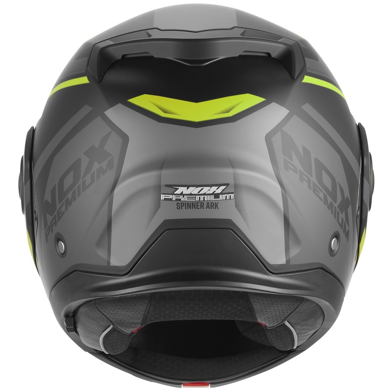 NOX PREMIUM Spinner Ark atlenkiamas motociklo šalmas, matinės juodos-fluorescencinės geltonos spalvos