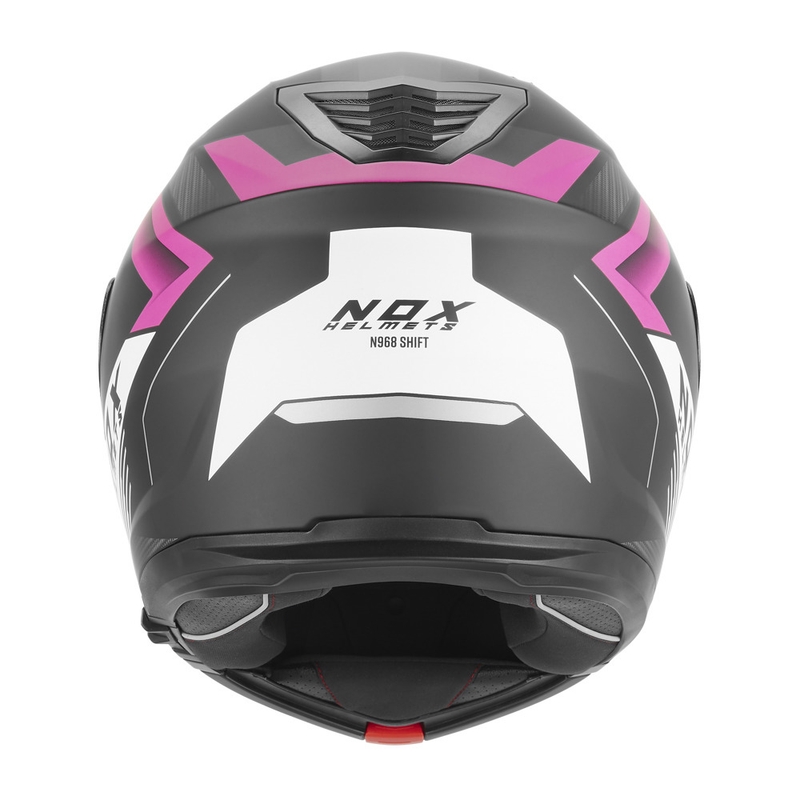 Atlenkiamas motociklo šalmas NOX N968 Shift matinė juoda-balta-rožinė