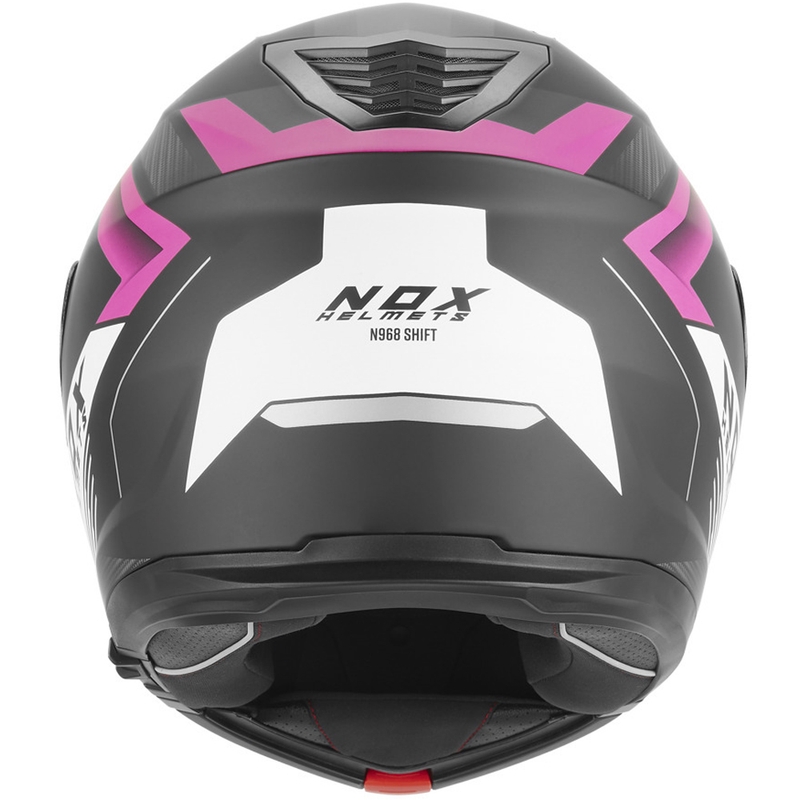 Atlenkiamas motociklo šalmas NOX N968 Shift matinė juoda-balta-rožinė