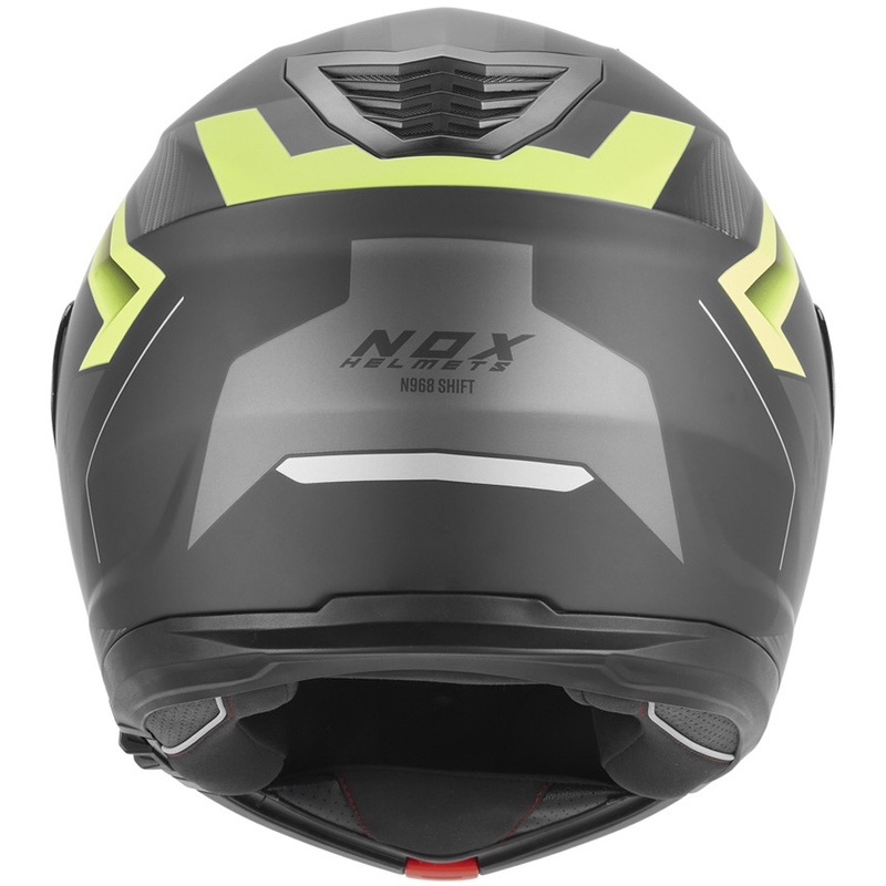 Atlenkiamas motociklo šalmas NOX N968 Shift matinė juoda-fluorescencinė geltona