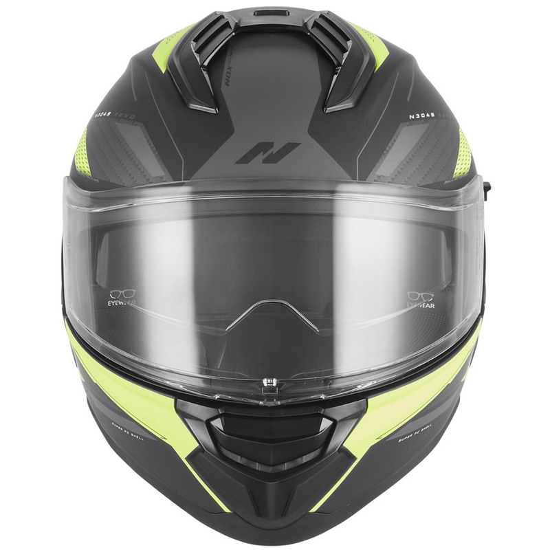 Uždaras motociklo šalmas NOX N304-S REVO matinės juodos-fluorescencinės geltonos spalvos