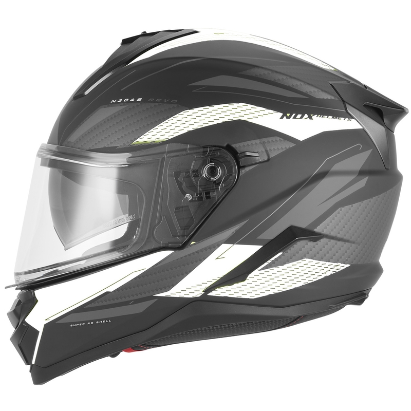 Uždaras motociklo šalmas NOX N304-S REVO matinės juodos-baltos spalvos