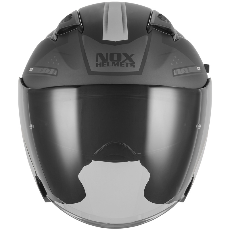 Atviras motociklo šalmas NOX N130 EKTO matinės juodos-sidabrinės spalvos