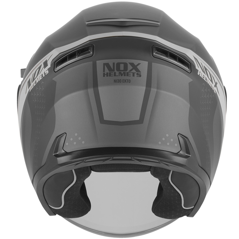 Atviras motociklo šalmas NOX N130 EKTO matinės juodos-sidabrinės spalvos