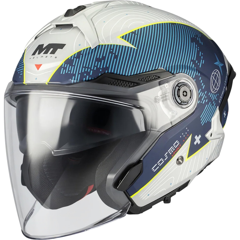 Atviras motociklo šalmas MT Cosmo SV Layout C7 matinė mėlyna-balta