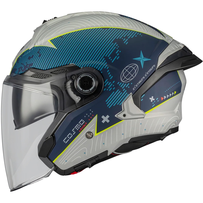 Atviras motociklo šalmas MT Cosmo SV Layout C7 matinė mėlyna-balta