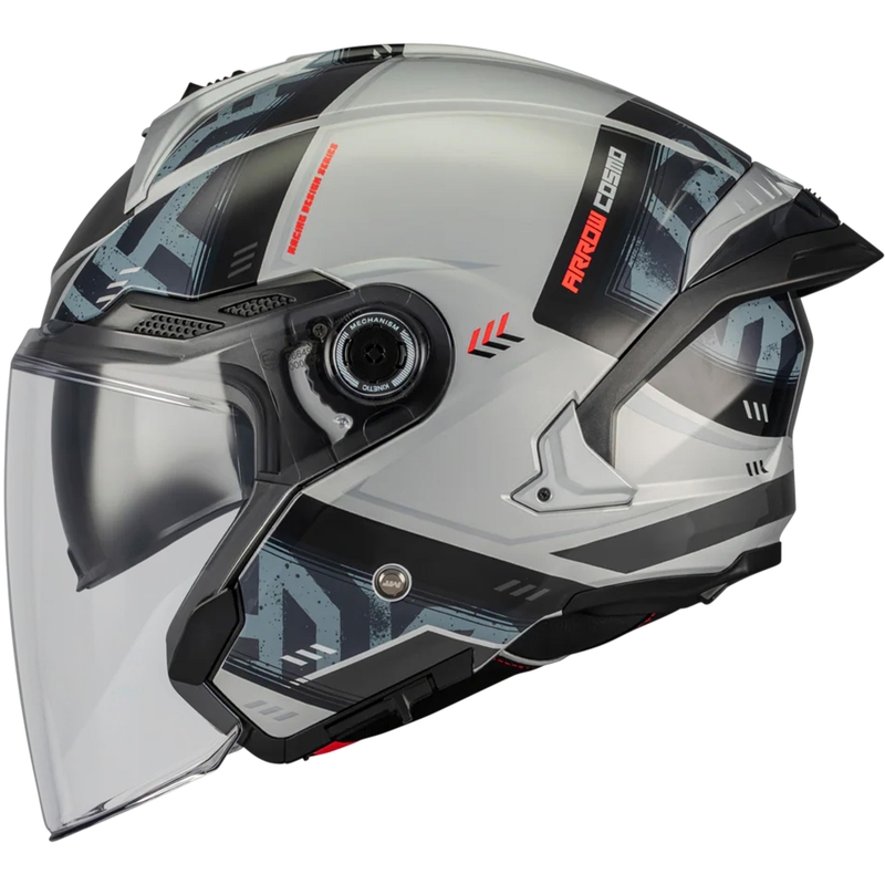 Atviras motociklo šalmas MT Cosmo SV Arrow C2 pilkai juodas