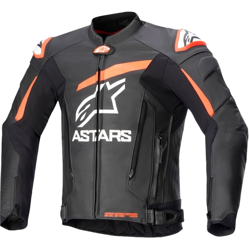 Alpinestars GP PLUS 4 juoda-fluo raudona-balta motociklininko striukė