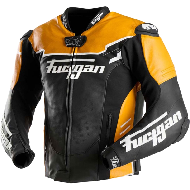 Furygan Signature 55 juodos ir geltonos spalvos odinė motociklo striukė