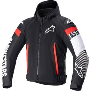 Alpinestars Zaca Air neperšlampama motociklininko striukė juoda-balta-fluo raudona