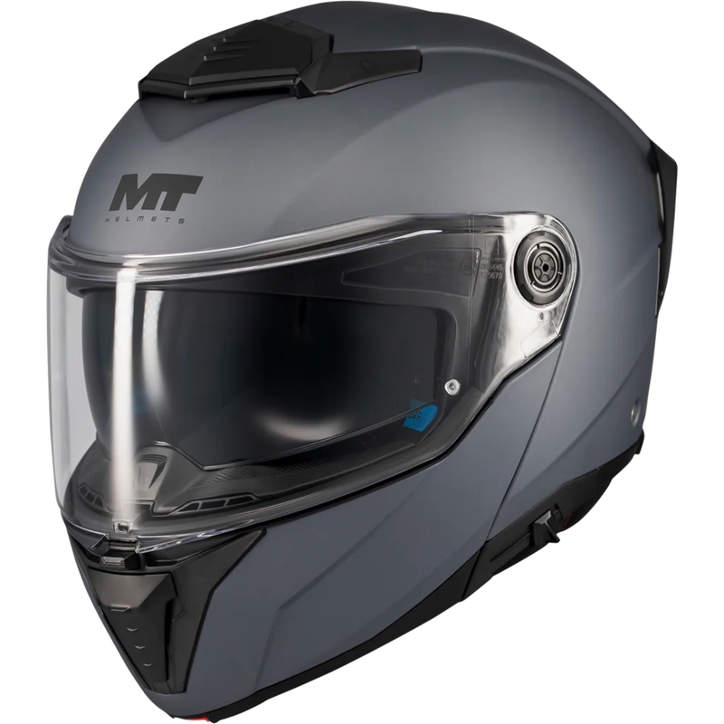Atlenkiamas motociklo šalmas MT Atom 2 SV Pure A2 matinės pilkos spalvos
