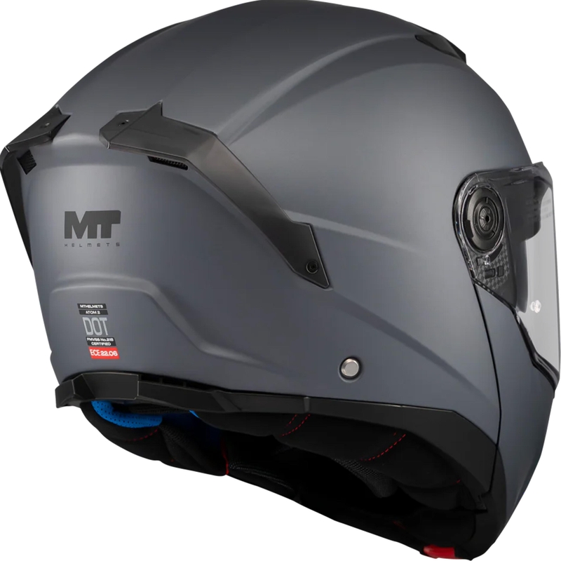 Atlenkiamas motociklo šalmas MT Atom 2 SV Pure A2 matinės pilkos spalvos