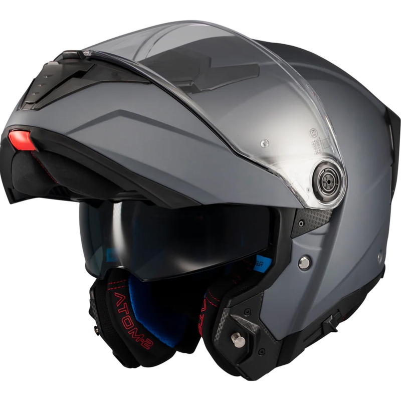 Atlenkiamas motociklo šalmas MT Atom 2 SV Pure A2 matinės pilkos spalvos