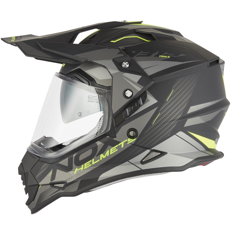 Enduro motociklo šalmas NOX N312 Track matinė juoda-fluorescencinė geltona