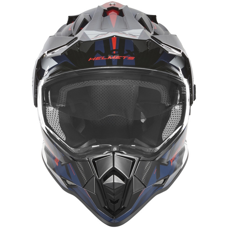 Enduro motociklo šalmas NOX N312 Track mėlynai raudonas