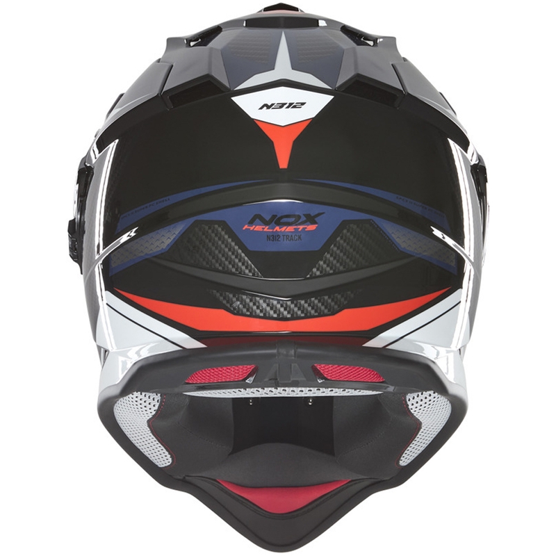 Enduro motociklo šalmas NOX N312 Track mėlynai raudonas