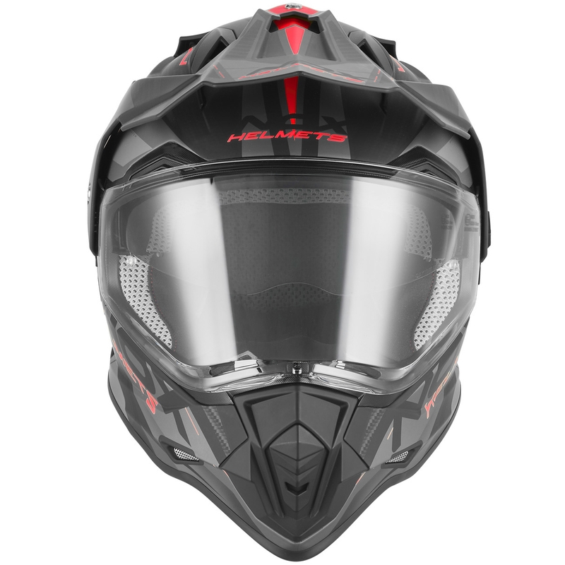 Enduro motociklo šalmas NOX N312 Track matinė juoda-raudona