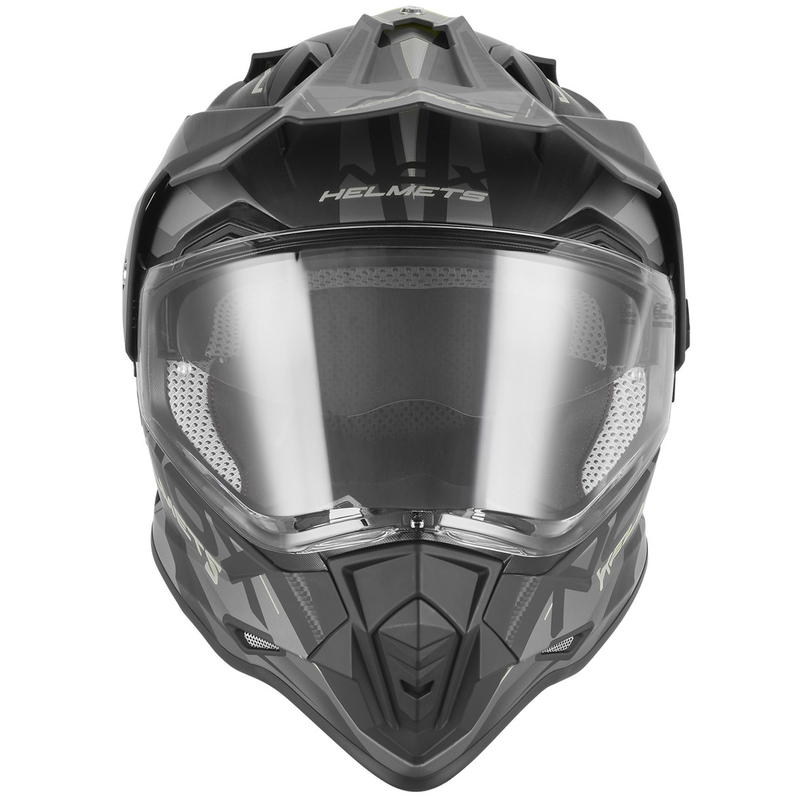 Enduro motociklo šalmas NOX N312 Track matinė juoda-sidabrinė