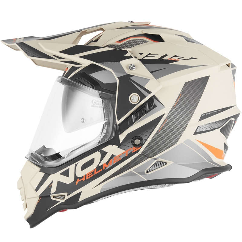 Enduro motociklo šalmas NOX N312 Track matinės smėlio-oranžinės spalvos