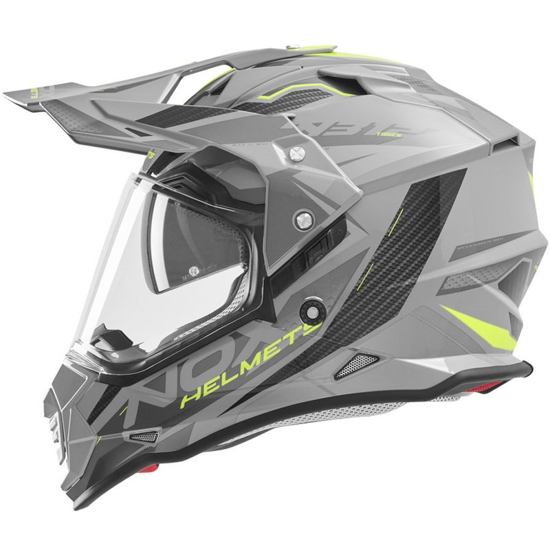Enduro motociklo šalmas NOX N312 Track pilkas-fluorescencinis geltonas