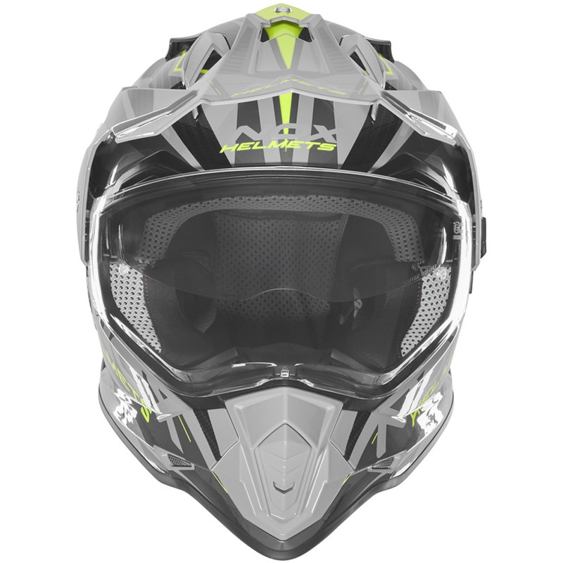 Enduro motociklo šalmas NOX N312 Track pilkas-fluorescencinis geltonas