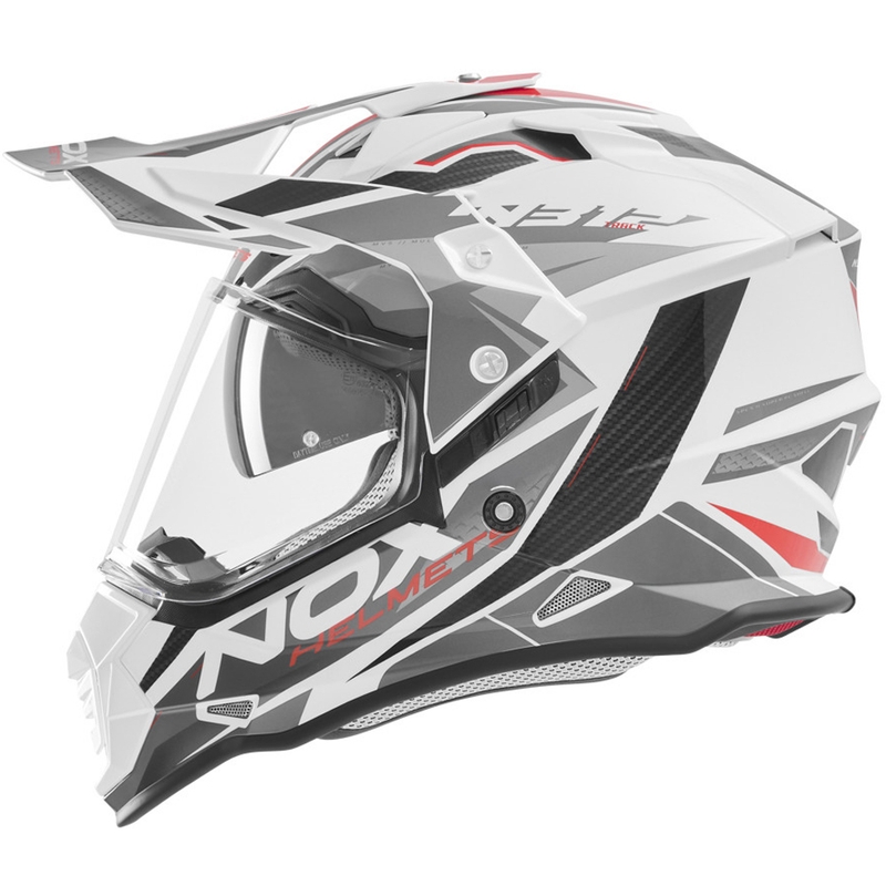 Enduro motociklo šalmas NOX N312 Track balta-raudona